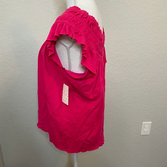 NWT Free People Womens Small Pink Ruffle Boho Top - Picture 3 of 10